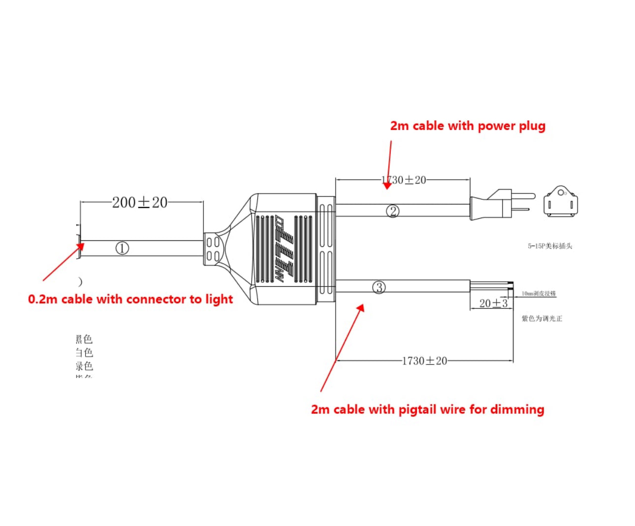 240v Dimmable Power Cord For Undercanopy Lights - 10v